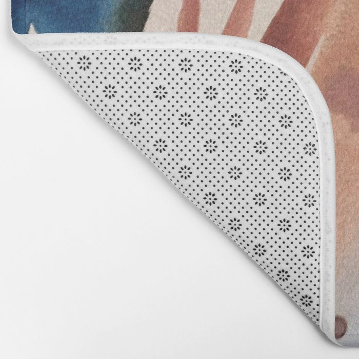 708 - a minimal mixed media abstract piece in blues, pinks, and white Bath Mat Gallery Image 2