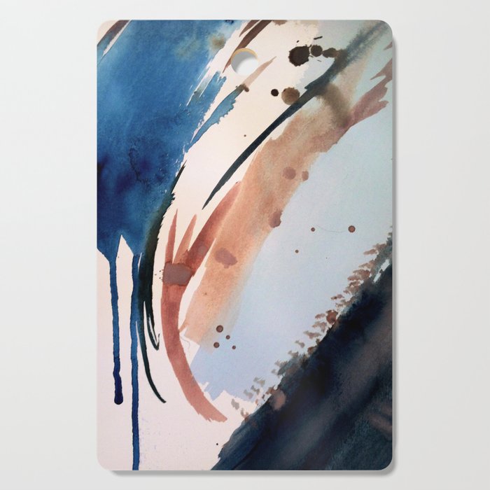 708 - a minimal mixed media abstract piece in blues, pinks, and white Cutting Board Gallery Image 1