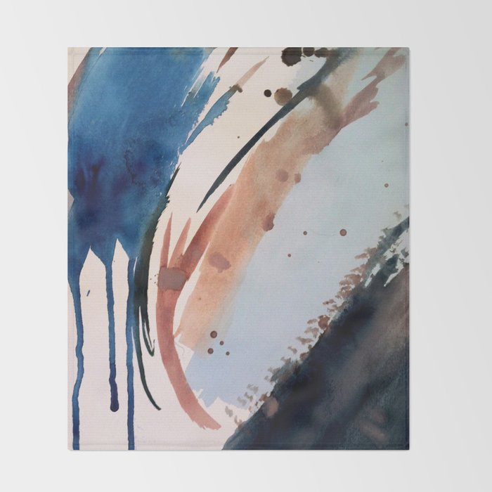 708 - a minimal mixed media abstract piece in blues, pinks, and white Throw Blanket Gallery Image 2