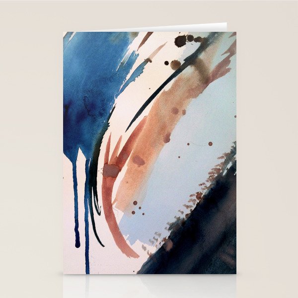 708 - a minimal mixed media abstract piece in blues, pinks, and white Stationery Card Gallery Image 2