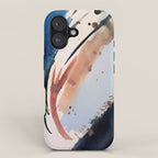 708 - a minimal mixed media abstract piece in blues, pinks, and white iPhone Case Gallery Image 1