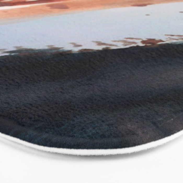 708 - a minimal mixed media abstract piece in blues, pinks, and white Bath Mat Gallery Image 3