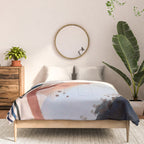 708 - a minimal mixed media abstract piece in blues, pinks, and white Comforter Gallery Image 3