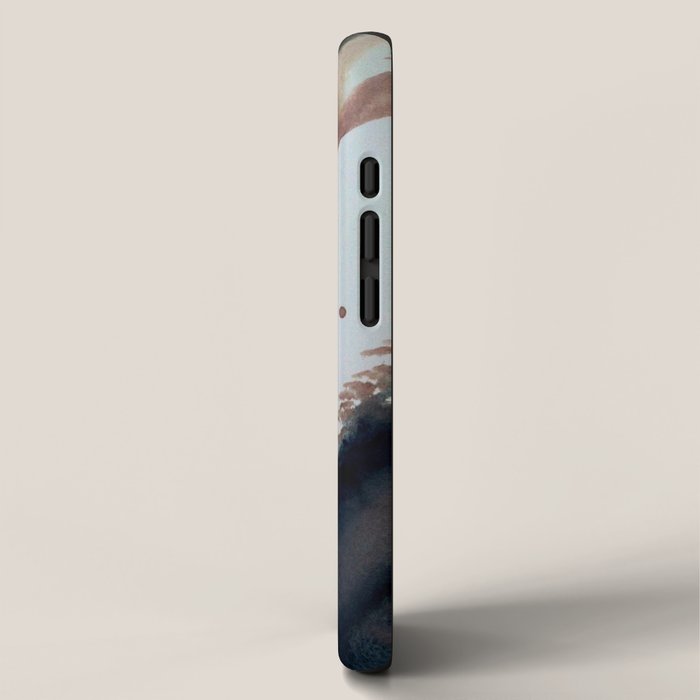 708 - a minimal mixed media abstract piece in blues, pinks, and white iPhone Case Gallery Image 2