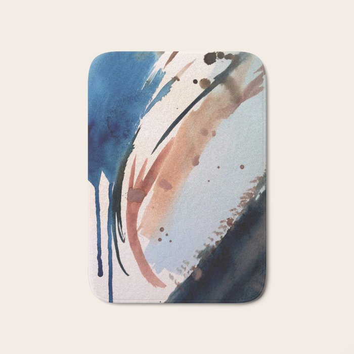 708 - a minimal mixed media abstract piece in blues, pinks, and white Bath Mat Gallery Image 1