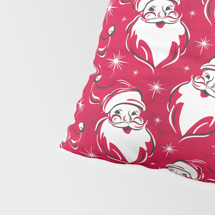 'Tis The Season Retro Santa Red White Pattern Pillow Sham Gallery Image 4