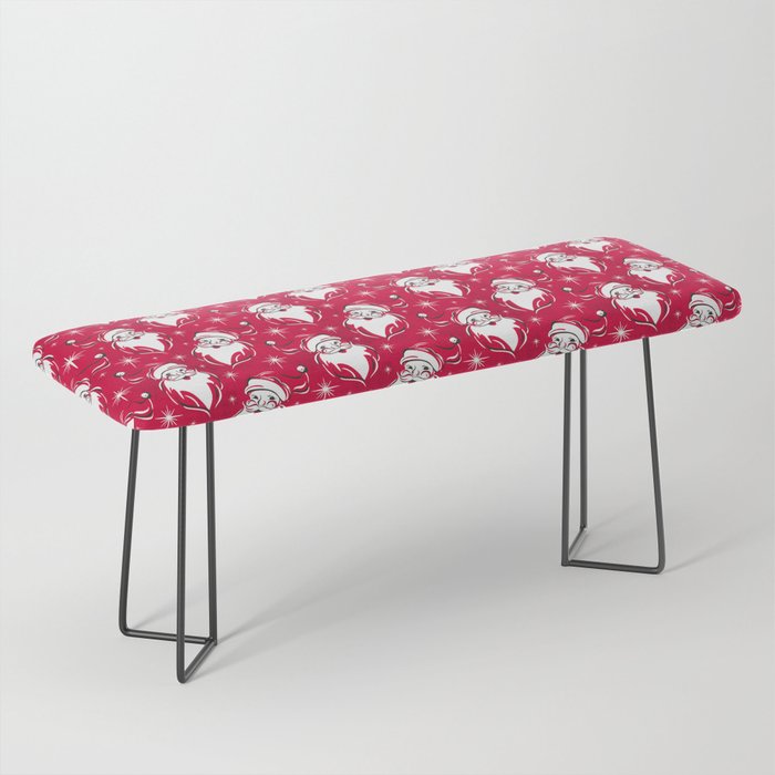 'Tis The Season Retro Santa Red White Pattern Bench Gallery Image 1