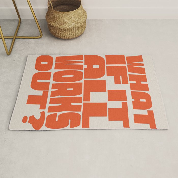 Bold Optimistic Quote in Retro Orange Rug Gallery Image 1
