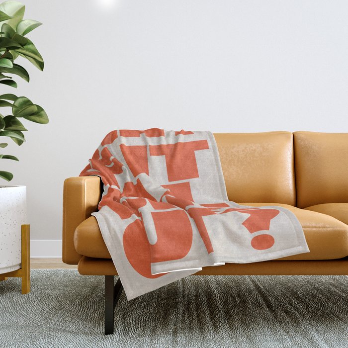 Bold Optimistic Quote in Retro Orange Throw Blanket Gallery Image 1