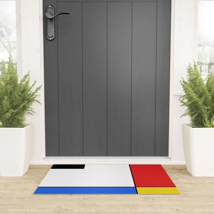Mondrian Mid Century Modern Simple Neoplasticism Welcome Mat Gallery Image 3