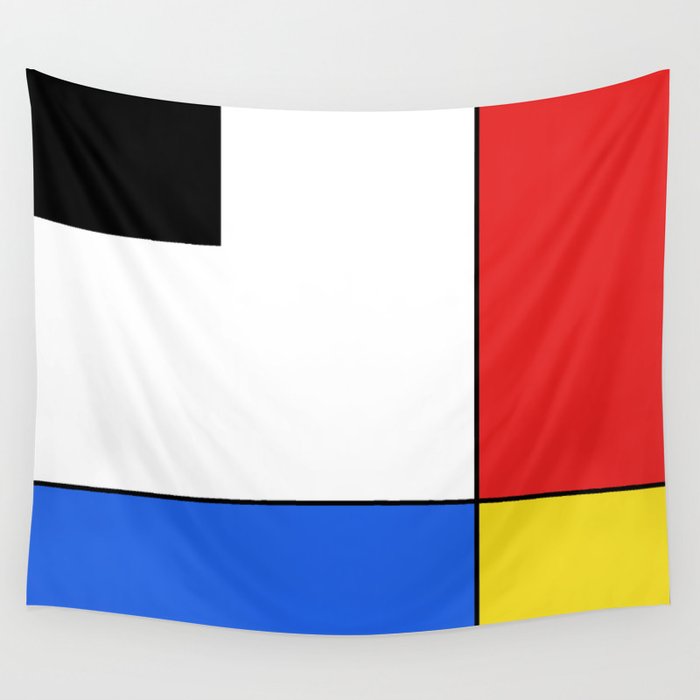 Mondrian Mid Century Modern Simple Neoplasticism Wall Tapestry Gallery Image 4
