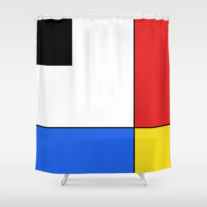 Mondrian Mid Century Modern Simple Neoplasticism Shower Curtain Gallery Image 1