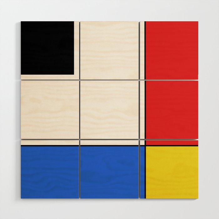 Mondrian Mid Century Modern Simple Neoplasticism Wood Wall Art Gallery Image 1