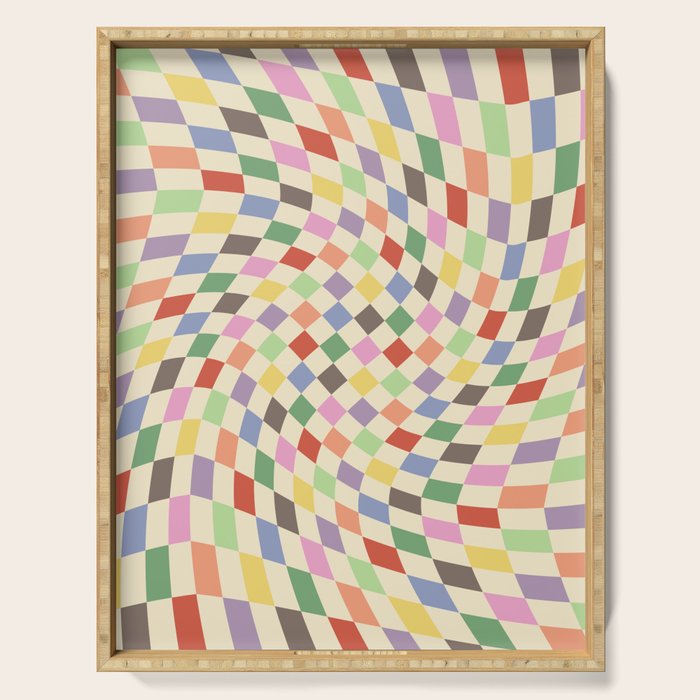 Colorful Checkered Swirl Pattern Serving Tray Gallery Image 1