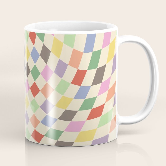 Colorful Checkered Swirl Pattern Coffee Mug Gallery Image 1