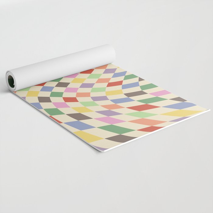 Colorful Checkered Swirl Pattern Yoga Mat Gallery Image 2