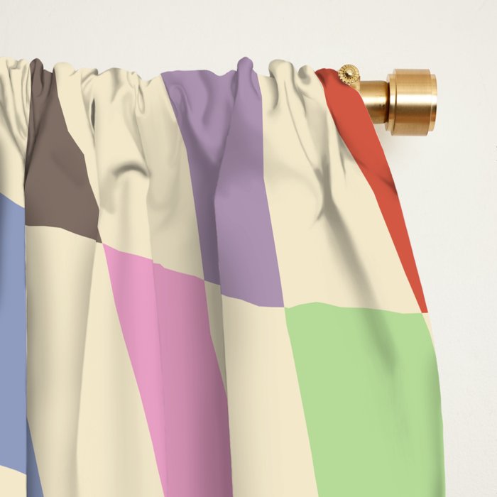 Colorful Checkered Swirl Pattern Window Curtain Gallery Image 2