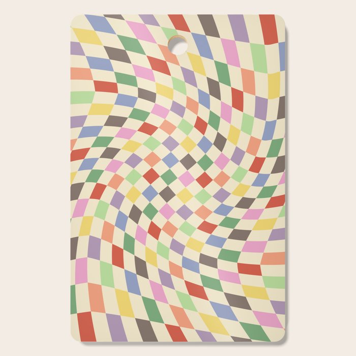Colorful Checkered Swirl Pattern Cutting Board Gallery Image 1