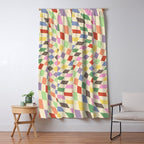 Colorful Checkered Swirl Pattern Window Curtain Gallery Image 5