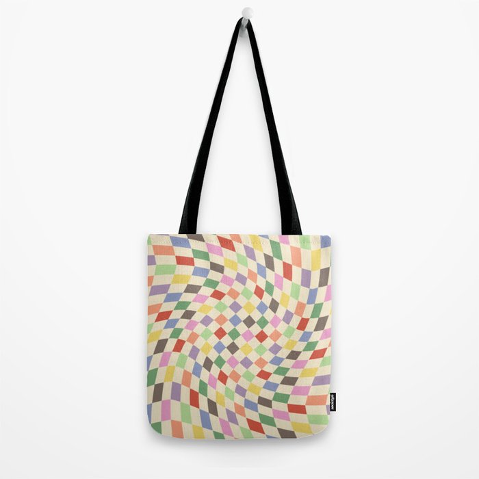 Colorful Checkered Swirl Pattern Tote Bag Gallery Image 2