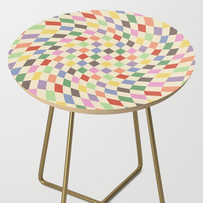 Colorful Checkered Swirl Pattern Side Table Gallery Image 2