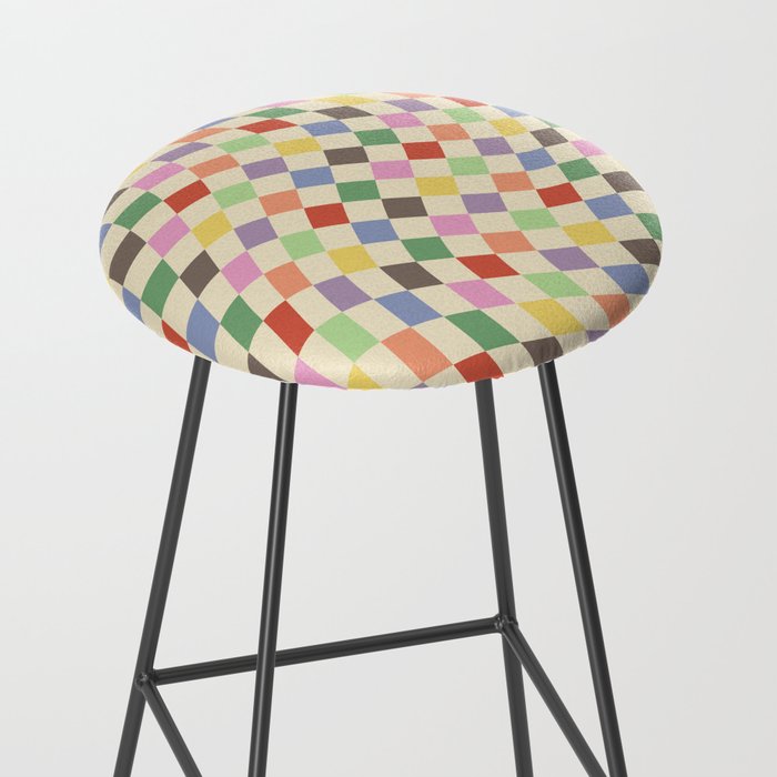 Colorful Checkered Swirl Pattern Stool Gallery Image 2