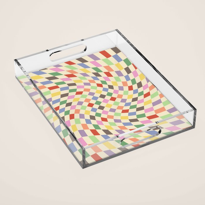 Colorful Checkered Swirl Pattern Acrylic Tray Gallery Image 1