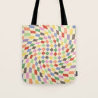 Colorful Checkered Swirl Pattern Tote Bag Gallery Image 1