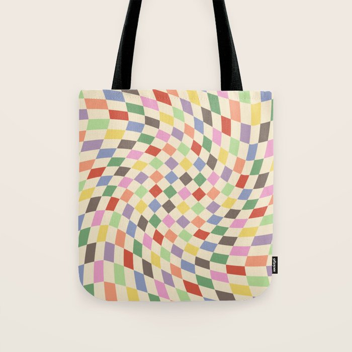 Colorful Checkered Swirl Pattern Tote Bag Gallery Image 1
