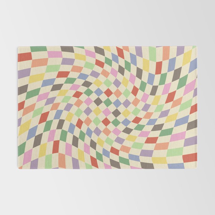 Colorful Checkered Swirl Pattern Rug Gallery Image 2