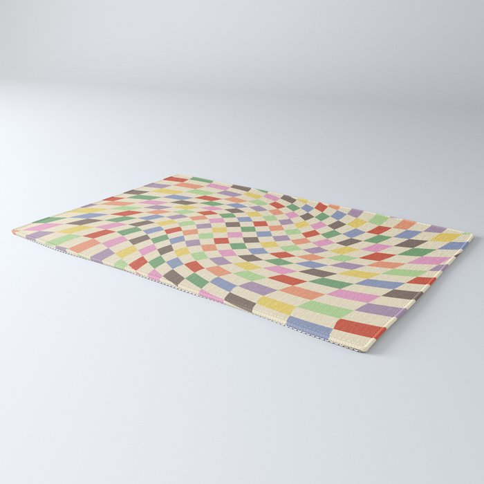 Colorful Checkered Swirl Pattern Rug Gallery Image 3