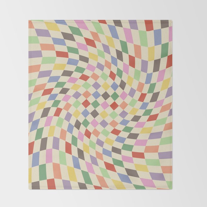 Colorful Checkered Swirl Pattern Throw Blanket Gallery Image 2