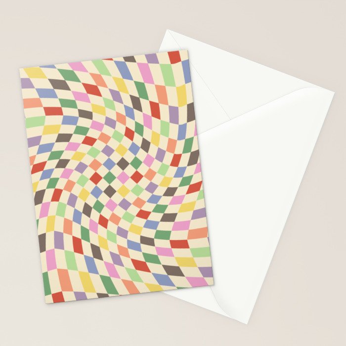 Colorful Checkered Swirl Pattern Stationery Card Gallery Image 2