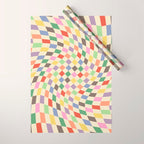 Colorful Checkered Swirl Pattern Wrapping Paper Gallery Image 1