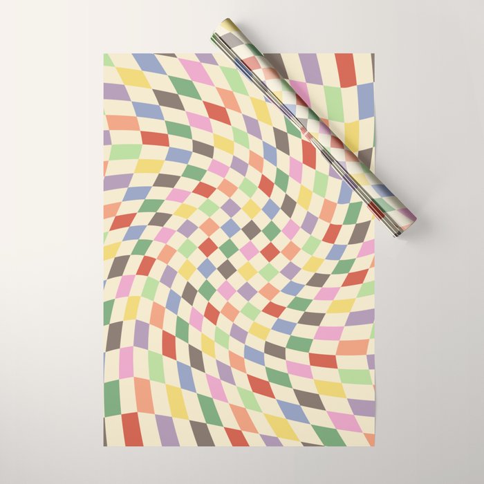 Colorful Checkered Swirl Pattern Wrapping Paper Gallery Image 1