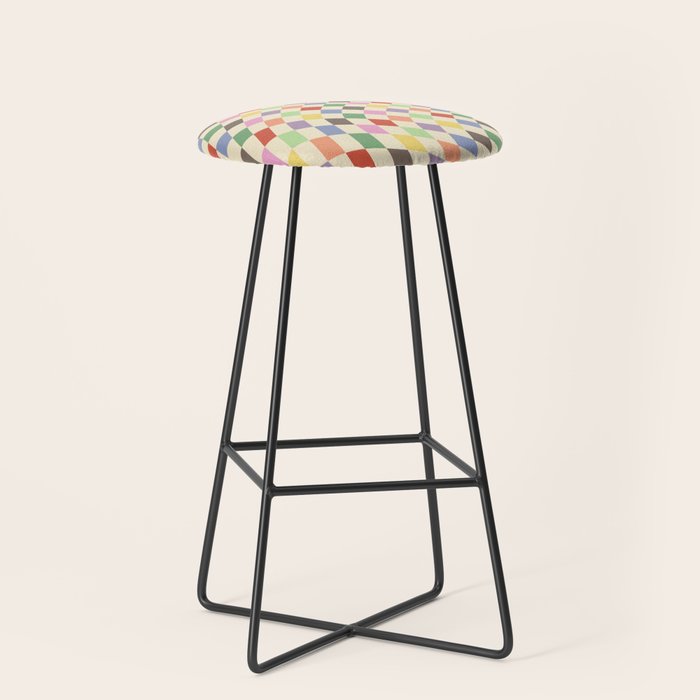 Colorful Checkered Swirl Pattern Stool Gallery Image 1