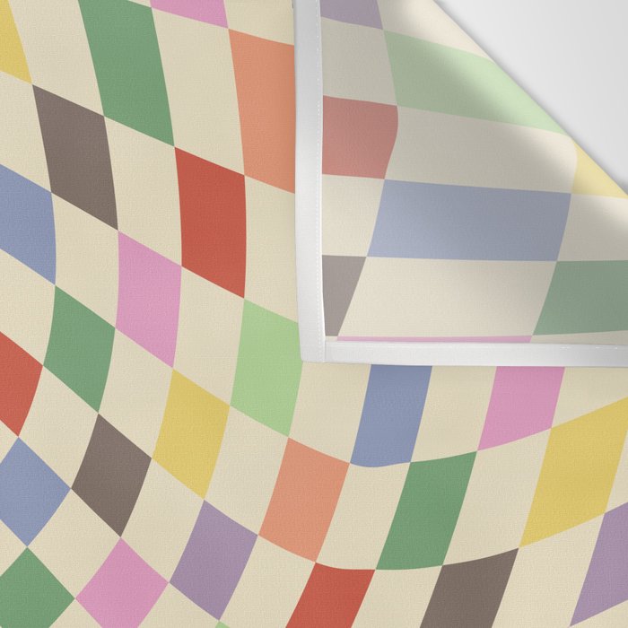 Colorful Checkered Swirl Pattern Wall Tapestry Gallery Image 3