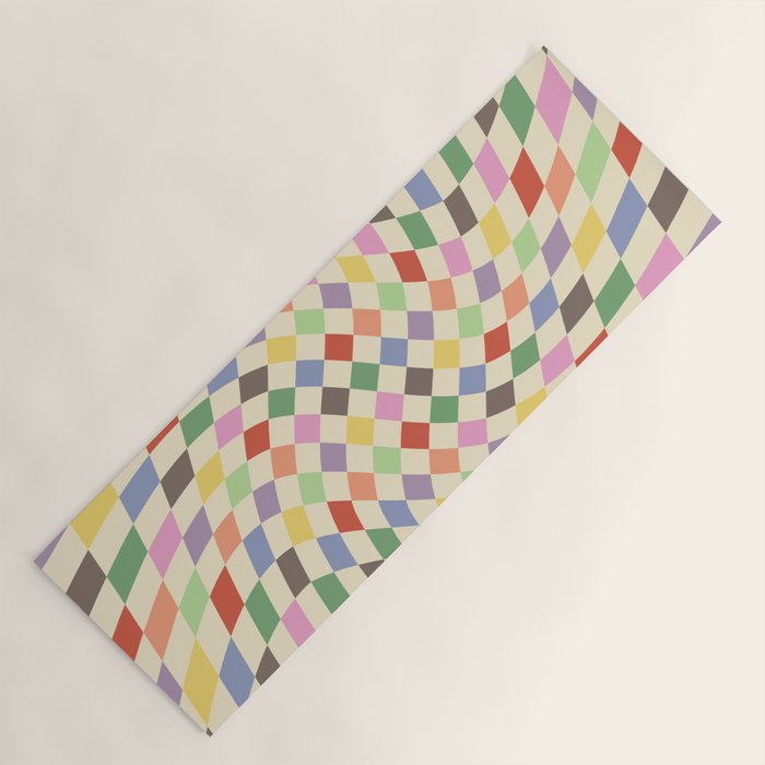 Colorful Checkered Swirl Pattern Yoga Mat Gallery Image 1