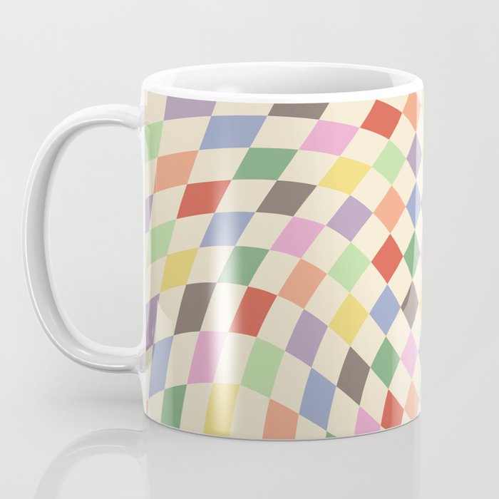 Colorful Checkered Swirl Pattern Coffee Mug Gallery Image 3