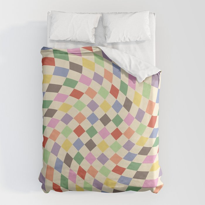 Colorful Checkered Swirl Pattern Duvet Cover Gallery Image 6