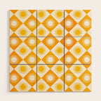 Retro Checkered Yellow Sun Pattern Wood Wall Art Gallery Image 1