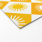 Retro Checkered Yellow Sun Pattern Welcome Mat Gallery Image 2