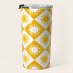 Retro Checkered Yellow Sun Pattern Travel Mug Gallery Image 3