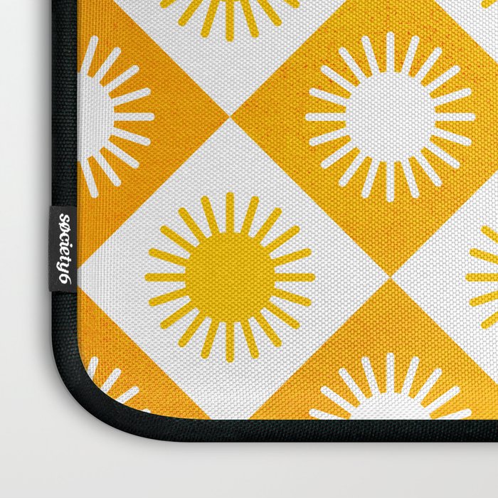 Retro Checkered Yellow Sun Pattern Laptop Sleeve Gallery Image 3
