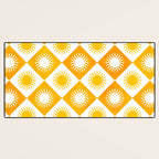 Retro Checkered Yellow Sun Pattern Desk Mat Gallery Image 3
