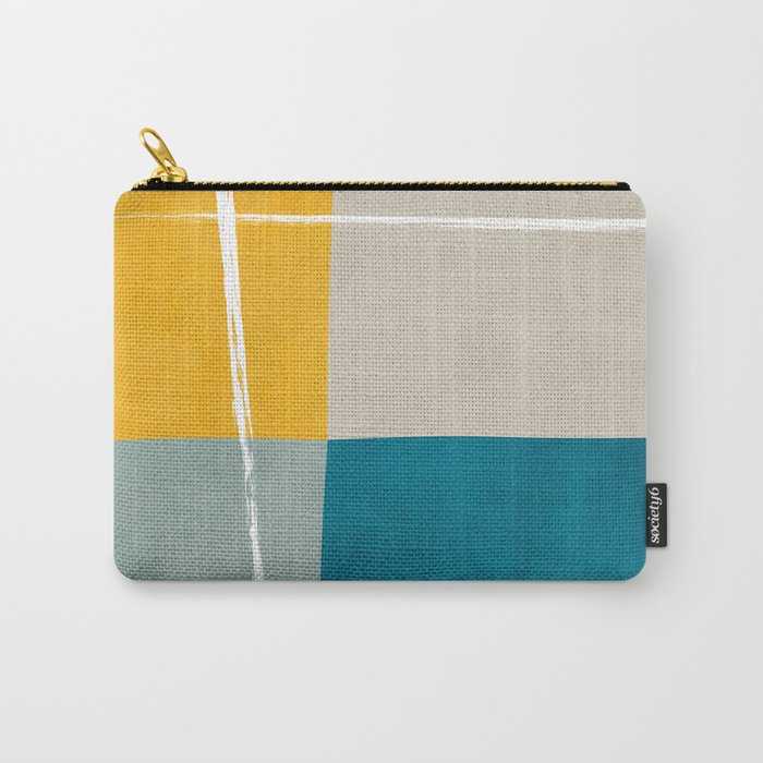 Teal Yellow Beige Abstract Artwork Carry All Pouch Gallery Image 1