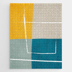 Teal Yellow Beige Abstract Artwork Jigsaw Puzzle Gallery Image 1
