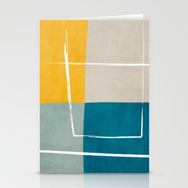 Teal Yellow Beige Abstract Artwork Stationery Card Gallery Image 2
