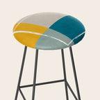 Teal Yellow Beige Abstract Artwork Stool Gallery Image 2