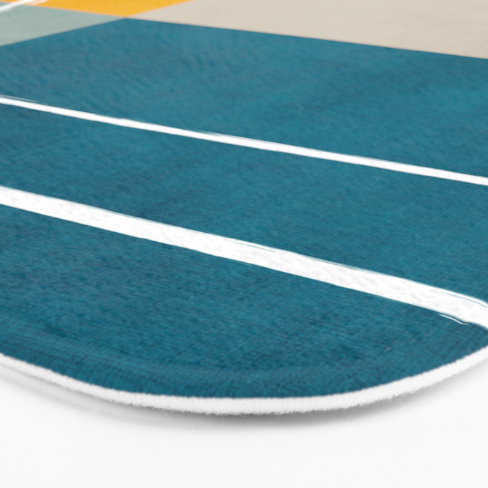 Teal Yellow Beige Abstract Artwork Bath Mat Gallery Image 3